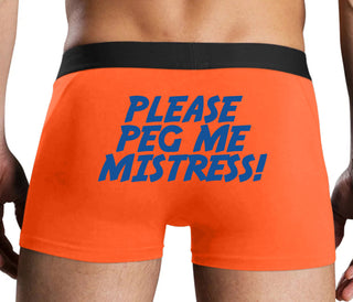 Please Peg Me Mistress - Orange Boxer Brief