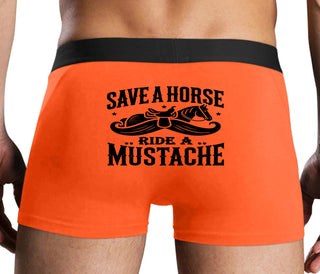 Save A Horse Ride A Mustache - Orange Boxer Brief