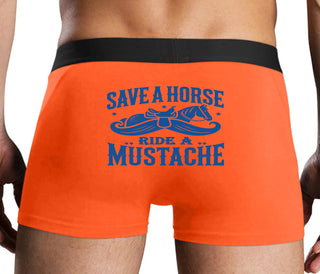 Save A Horse Ride A Mustache - Orange Boxer Brief