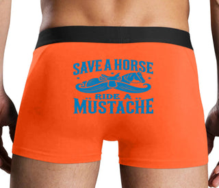 Save A Horse Ride A Mustache - Orange Boxer Brief