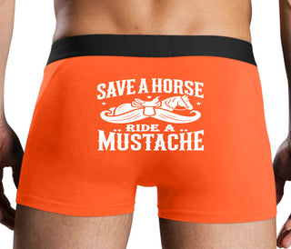 Save A Horse Ride A Mustache - Orange Boxer Brief