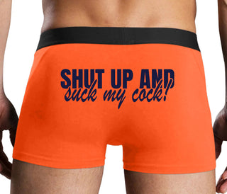 Shut Up and Suck My Cock - Orange Boxer Brief