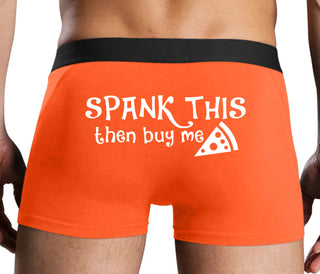 Spank This Ass And Buy Me Pizza - Orange Boxer Brief