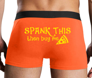 Spank This Ass And Buy Me Pizza - Orange Boxer Brief