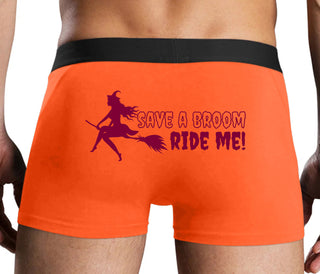 Save A Broom - Ride Me - Witch - Orange Boxer Brief