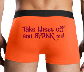 Take These Off And Spank Me - Orange Boxer Brief