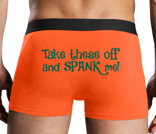 Take These Off And Spank Me - Orange Boxer Brief