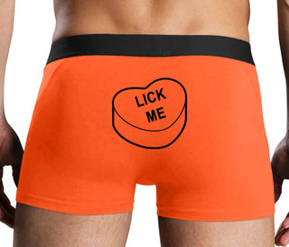 Valentines Day Candy - Lick Me - Orange Boxer Brief