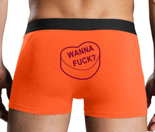 Valentines Day Candy - Wanna Fuck - Orange Boxer Brief