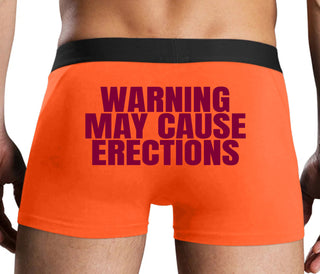 Warning May Cause Erections - Orange Boxer Brief