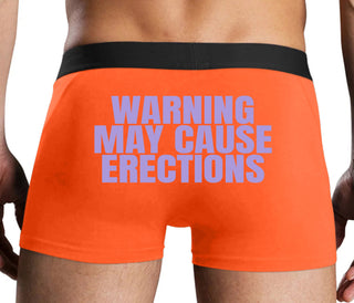 Warning May Cause Erections - Orange Boxer Brief