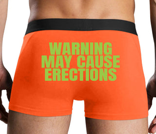 Warning May Cause Erections - Orange Boxer Brief