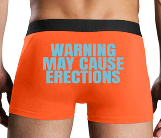Warning May Cause Erections - Orange Boxer Brief