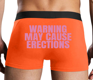 Warning May Cause Erections - Orange Boxer Brief