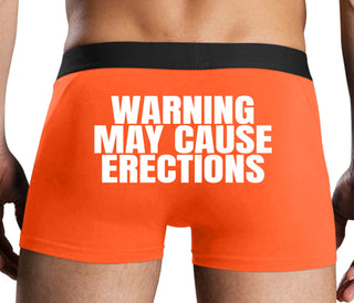 Warning May Cause Erections - Orange Boxer Brief