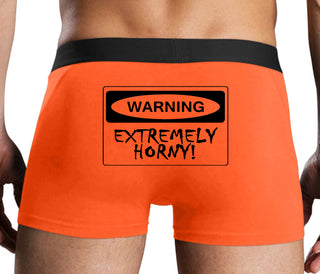 Warning Extremely Horny - Orange Boxer Brief
