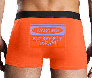 Warning Extremely Horny - Orange Boxer Brief