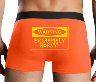 Warning Extremely Horny - Orange Boxer Brief