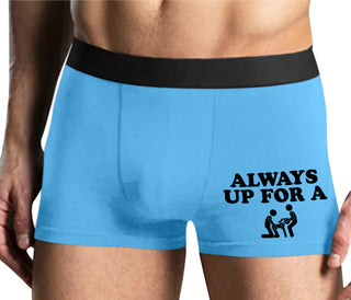 Always Up For A Threesome - Mens Blue Boxer Brief