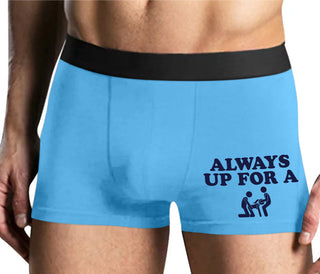 Always Up For A Threesome - Mens Blue Boxer Brief