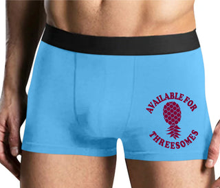 Available for Threesomes - Swinger Pineapple - Mens Blue Boxer Brief