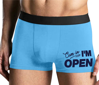Cum In I'm Open - Mens Blue Boxer Brief