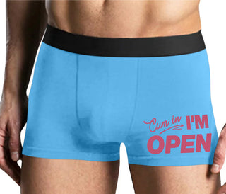 Cum In I'm Open - Mens Blue Boxer Brief