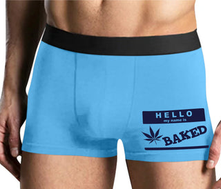 Hello My Name Is Baked - Mens Blue Boxer Brief