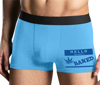 Hello My Name Is Baked - Mens Blue Boxer Brief