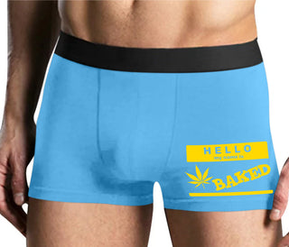 Hello My Name Is Baked - Mens Blue Boxer Brief