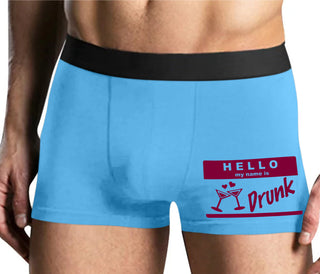 Hello My Name Is Drunk - Mens Blue Boxer Brief