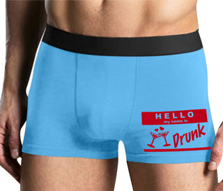 Hello My Name Is Drunk - Mens Blue Boxer Brief