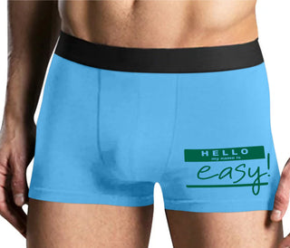 Hello My Name Is Easy - Mens Blue Boxer Brief
