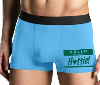 Hello My Name Is Hottie - Mens Blue Boxer Brief