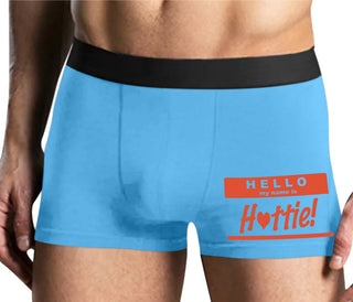 Hello My Name Is Hottie - Mens Blue Boxer Brief