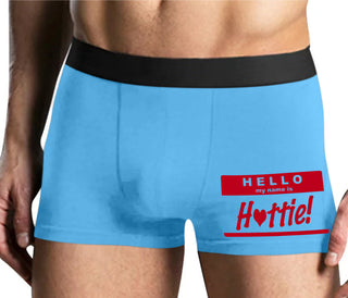 Hello My Name Is Hottie - Mens Blue Boxer Brief