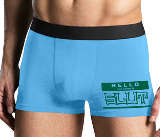 Hello My Name Is Slut - Mens Blue Boxer Brief