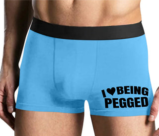 I Love Being Pegged - Mens Blue Boxer Brief
