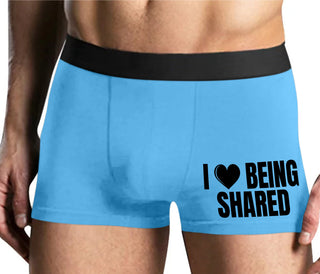 I Love Being Shared - Mens Blue Boxer Brief