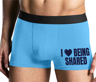 I Love Being Shared - Mens Blue Boxer Brief