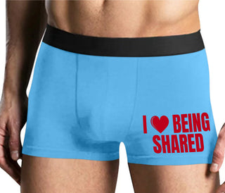 I Love Being Shared - Mens Blue Boxer Brief