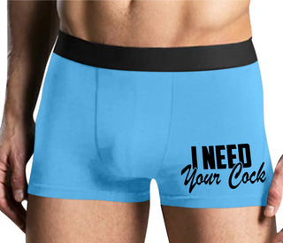 I Need Your Cock - Mens Blue Boxer Brief