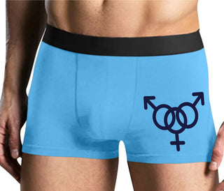 MMF Threesome - Mens Blue Boxer Brief
