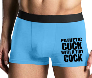 Pathetic Cuck With A Tiny Cock - Mens Blue Boxer Brief