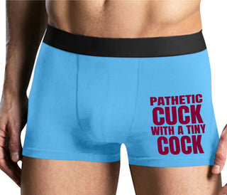 Pathetic Cuck With A Tiny Cock - Mens Blue Boxer Brief