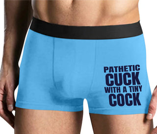 Pathetic Cuck With A Tiny Cock - Mens Blue Boxer Brief