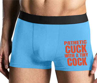 Pathetic Cuck With A Tiny Cock - Mens Blue Boxer Brief