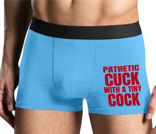 Pathetic Cuck With A Tiny Cock - Mens Blue Boxer Brief