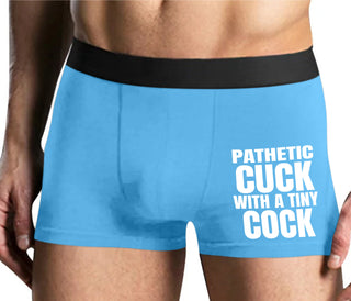 Pathetic Cuck With A Tiny Cock - Mens Blue Boxer Brief