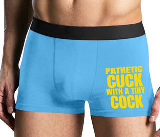 Pathetic Cuck With A Tiny Cock - Mens Blue Boxer Brief